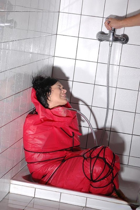 Restrained girl Miho Lechter is force fed water while in a shower 87166617