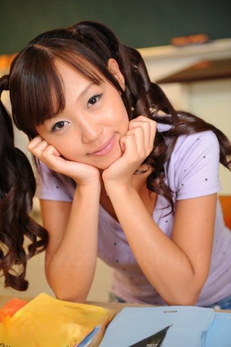 Pigtailed Asian cutie Nagisa posing in her lovely outfit on the cam 20119204