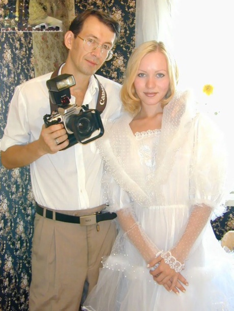 Blonde teen has her pussy licked and fucked wearing her mother's wedding dress 78073789