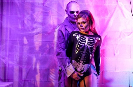 Stirling Cooper & Destiny Cruz have sex on a bed in Halloween costumes 12051224