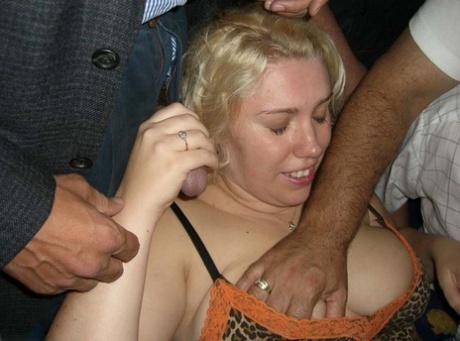 Busty blonde Barby gets covered in jizz by black and white men 76477887