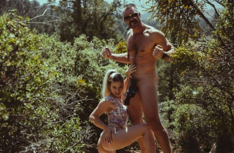 Blonde girl Emily Right and her boyfriend have sex during a camping expedition 36396082