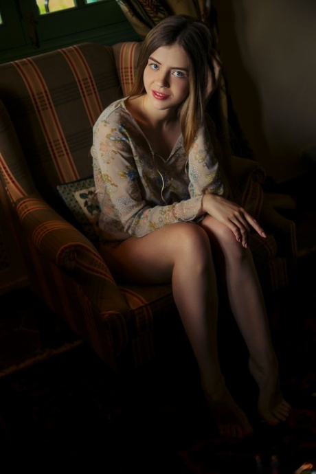 Young British girl Kay J fingers her pussy after getting naked 96562325