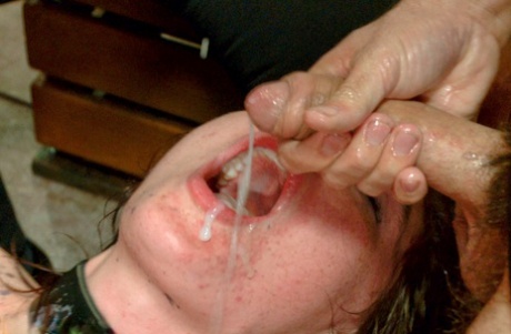 Caucasian girl is washed down with a hose before a nasty gangbang session 61051123