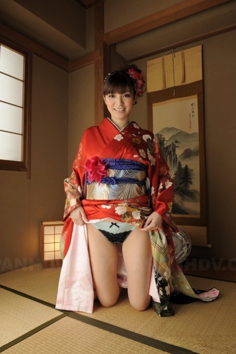 Beautiful Japanese girl Yuria Tominaga removes a kimono to pose nude 79718116
