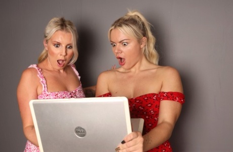 Blonde women Emily Walters and Lana Rose deliver a CFNM blowjob 64251262