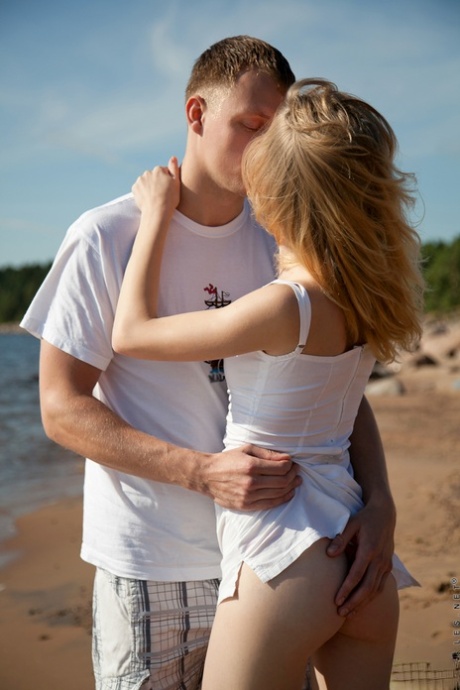 Young blonde Mariana fulfill sexual fantasy by fucking on the beach 83090702