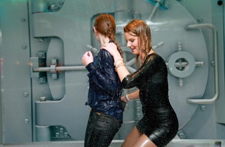 Compilation of dancing lesbians getting soaking wet under a sprinkler system 28178991