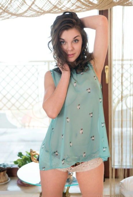 Brunette teen Dakota A in panties showing her big nipples & hairy pussy 69663849