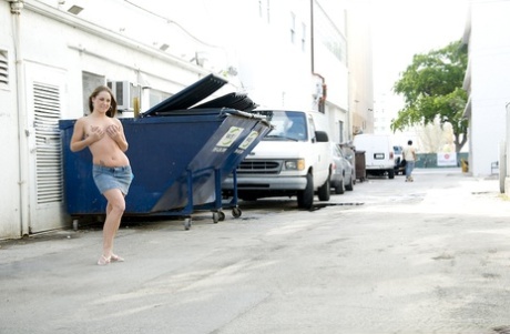 Adorable babe Jennifer Stone posing outdoor in miniskirt only 51340721