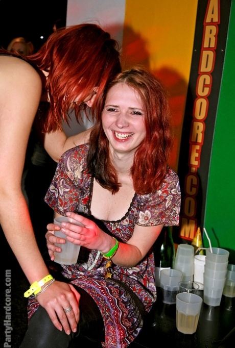 Jizz starving gals showing off their blowjob skills at a nightclub party 45076540