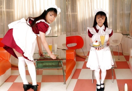 Teenage asian maid with tiny tits Emiru Momose slipping off her uniform 99717805